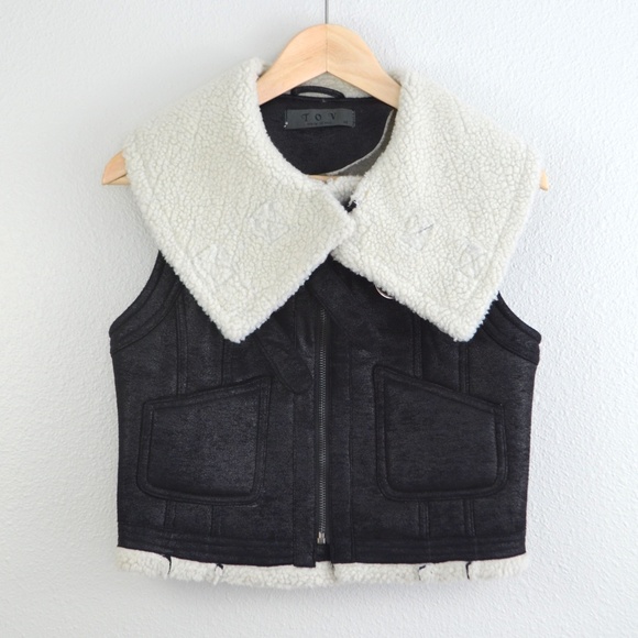TOV Holy Jackets & Blazers - TOV Holy Black Faux Suede Bomber Vest